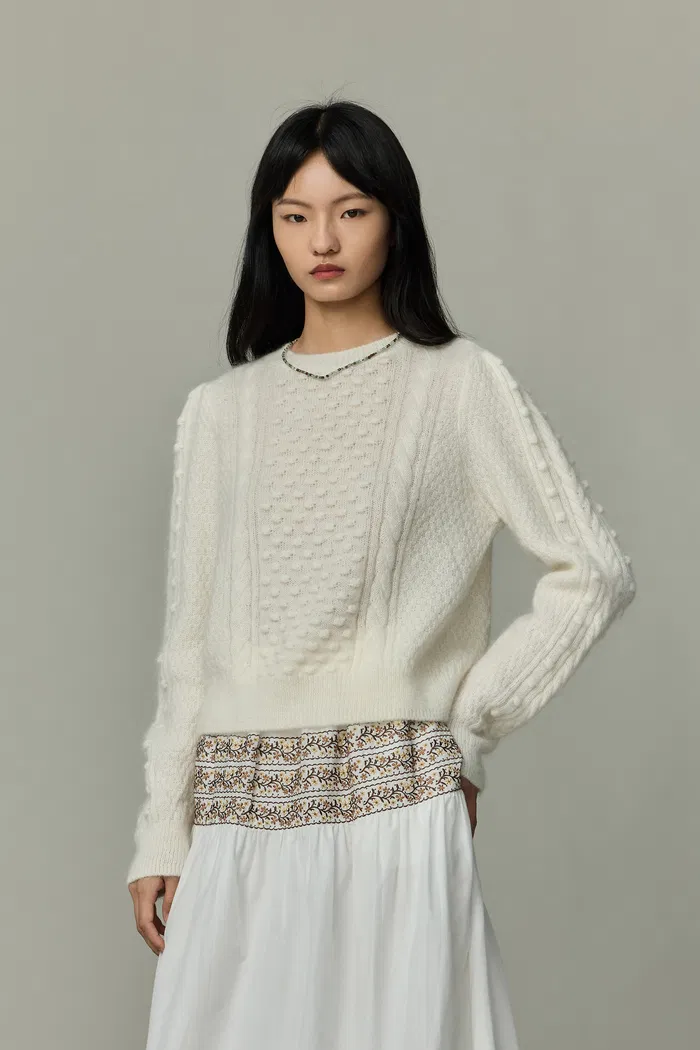 Eliza Cable Sweater in Mohair Knit - Image 2