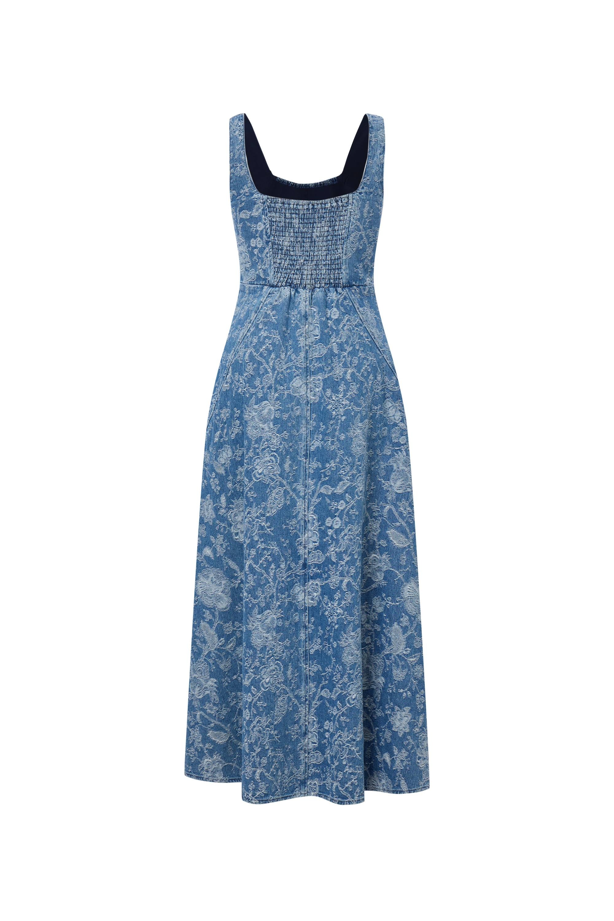 Ella Flora Laserwork Strap Maxi Dress in Cotton Denim - Image 11
