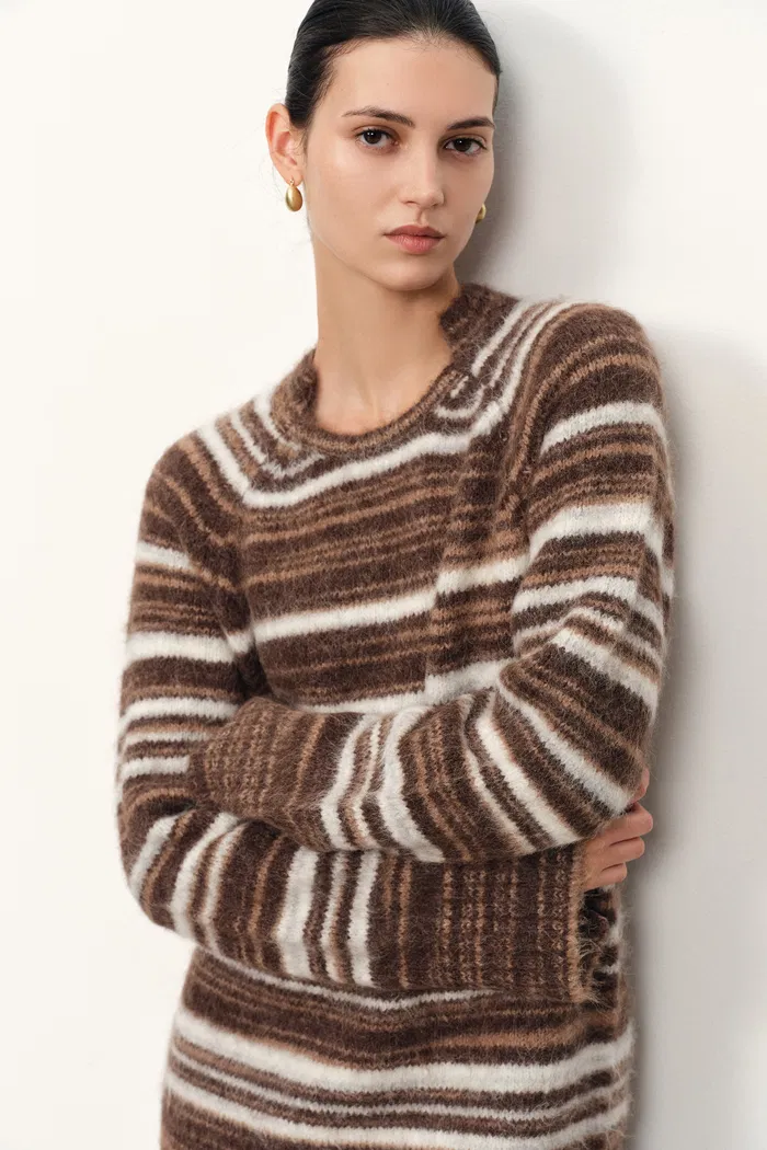 Ella Striped Wool Dress in Baby Alpaca Blend - Image 4