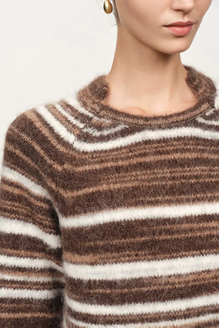 Ella Striped Wool Dress in Baby Alpaca Blend - Image 5