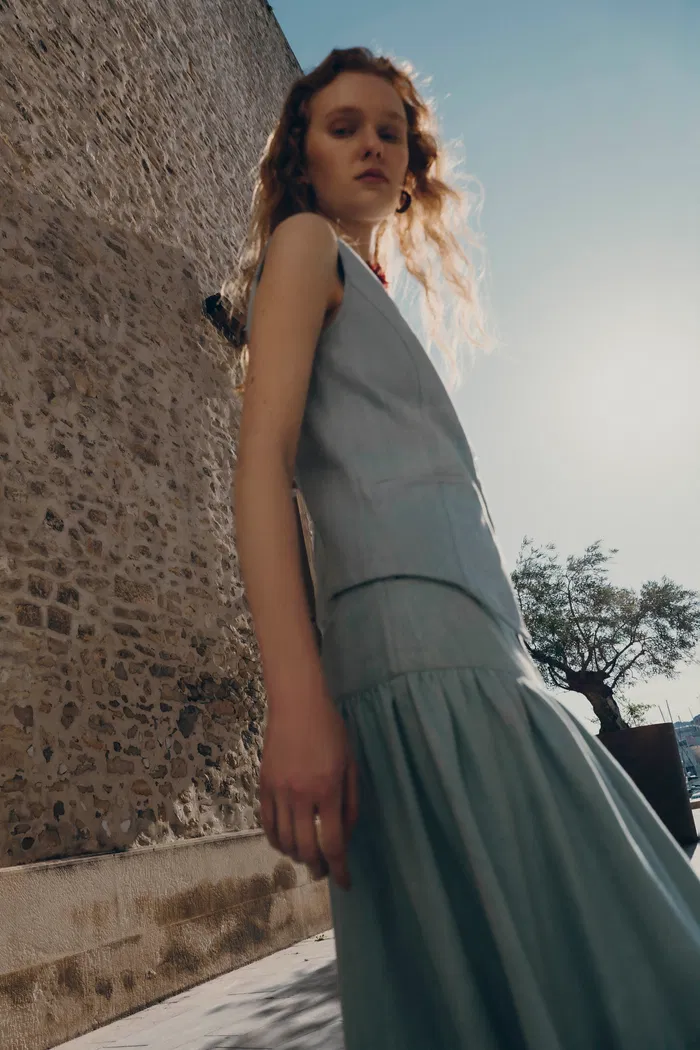 Elodie Denim Vest in Summer Denim - Light Wash Blue Denim - Image 3