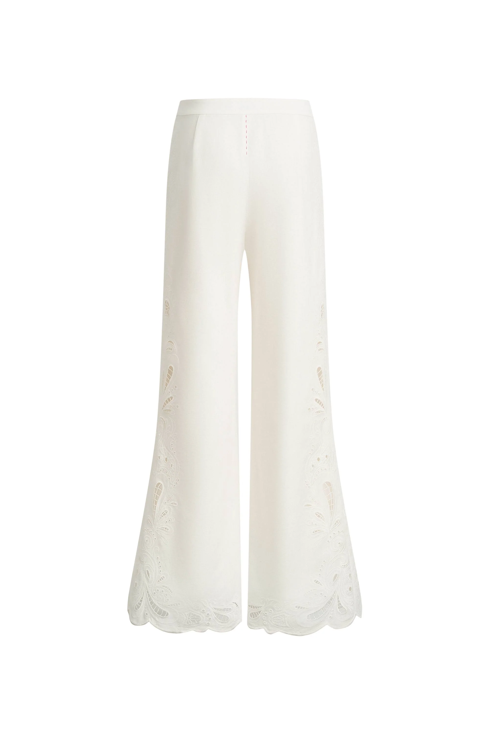 Elodie French Cutwork Embroidery Flare Pants in Cotton & Linen - Image 10