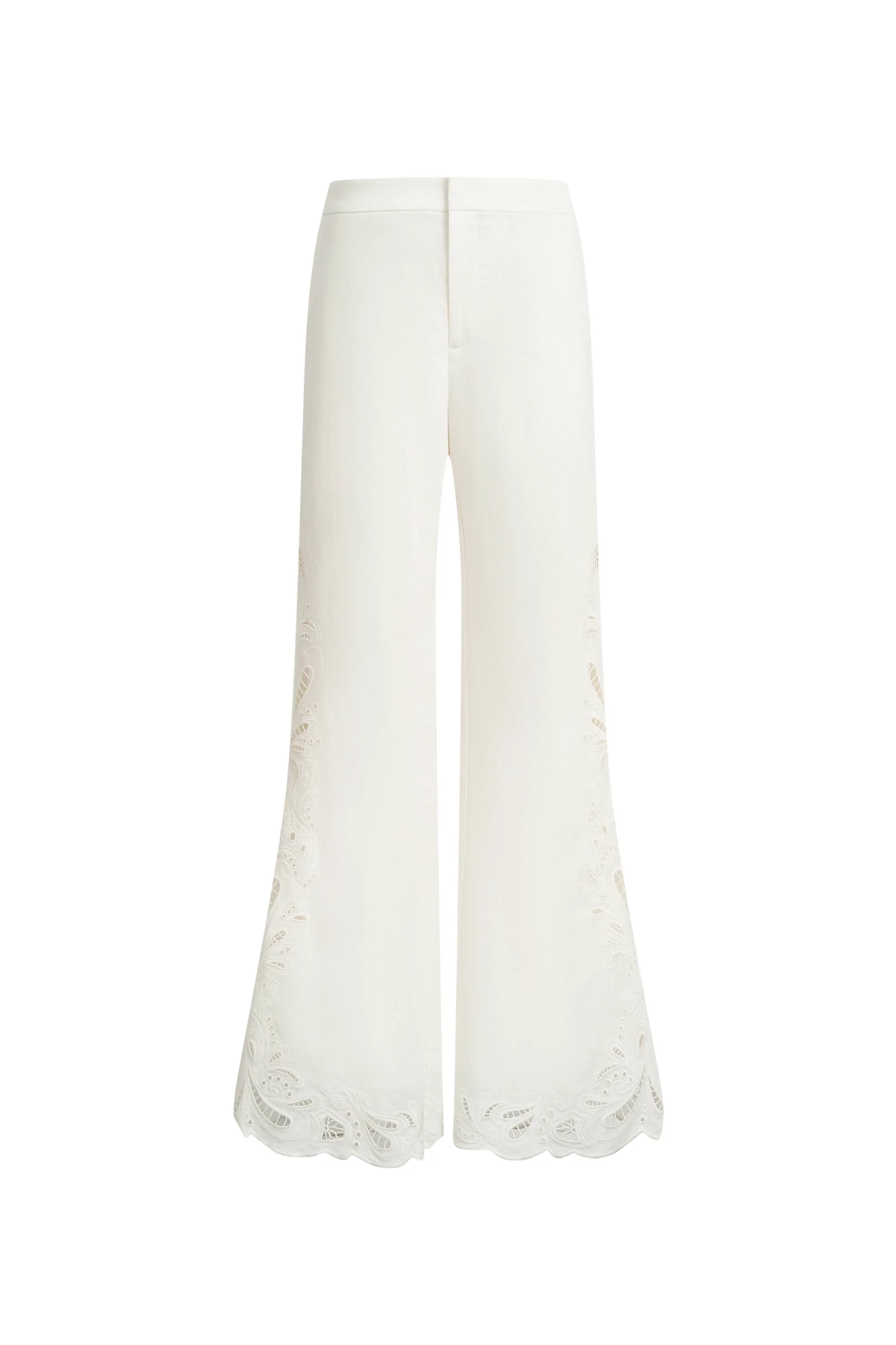 Elodie French Cutwork Embroidery Flare Pants in Cotton & Linen - Image 9