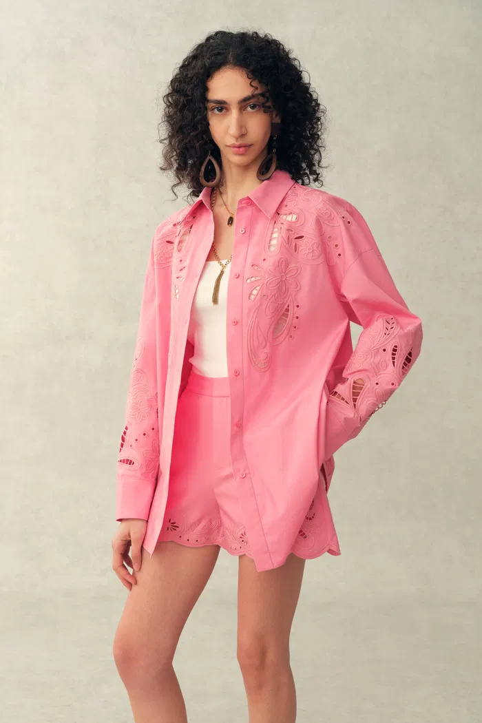 Éloïse Eyelet Shirt and Shorts Set in Pima Cotton Poplin - Image 4