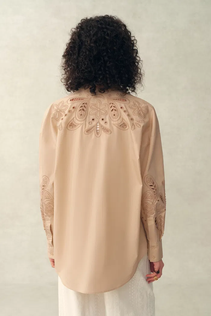 Éloïse Paisley Eyelet Shirt in Pima Cotton Poplin - Image 3