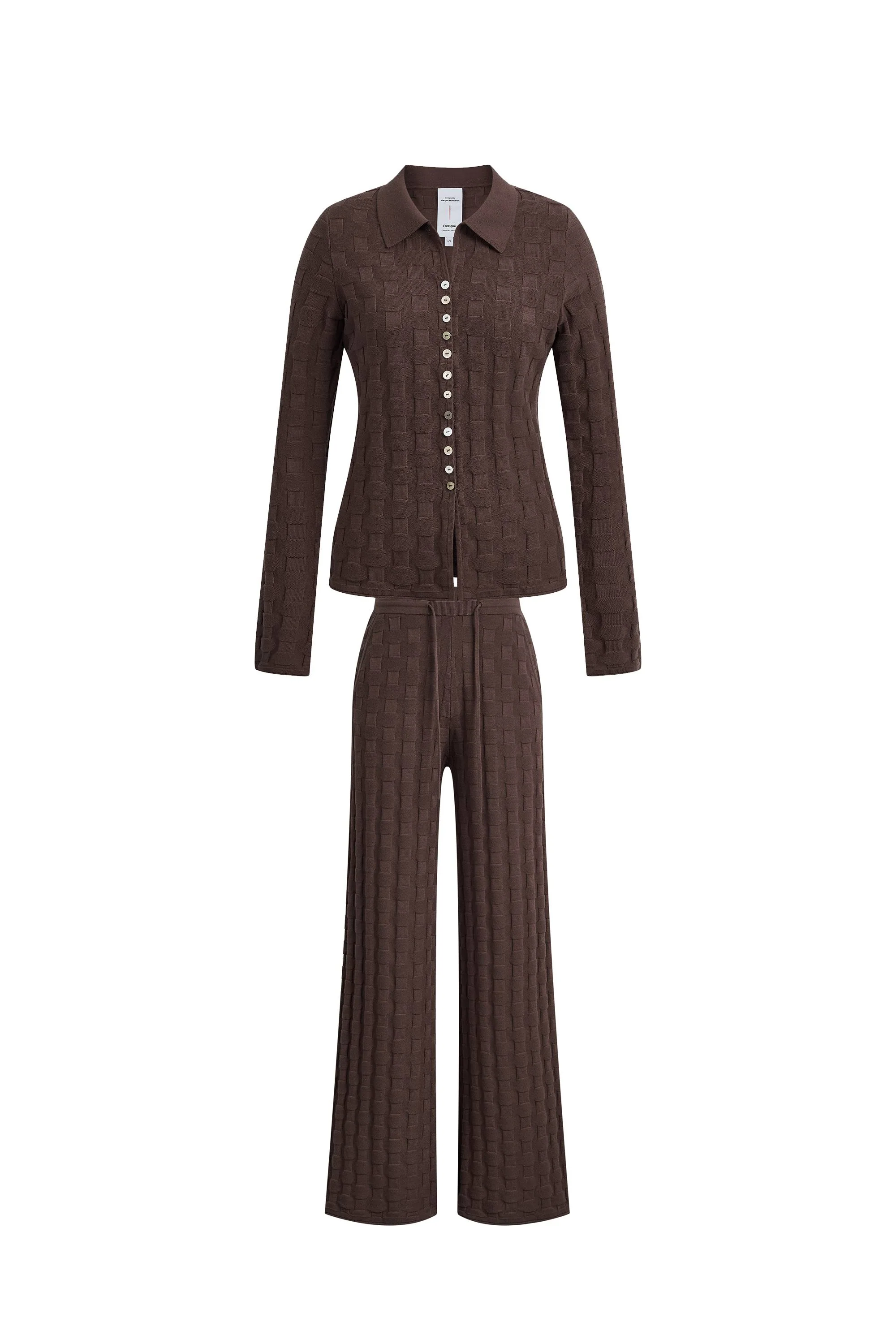 Elowen Plaid Textured Cardigan and Pants in Cotton Blend Knit - Image 7