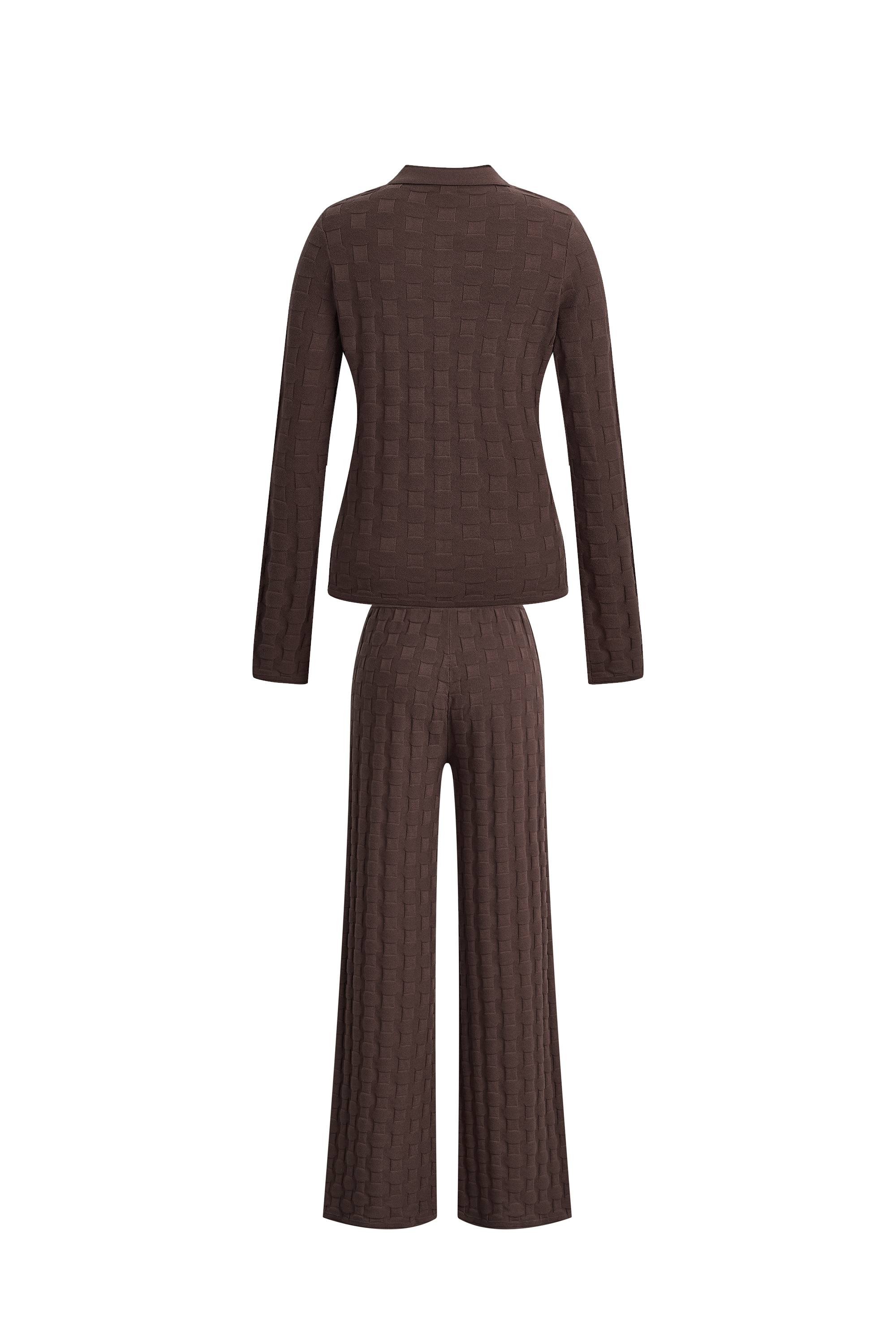 Elowen Plaid Textured Cardigan and Pants in Cotton Blend Knit - Image 8