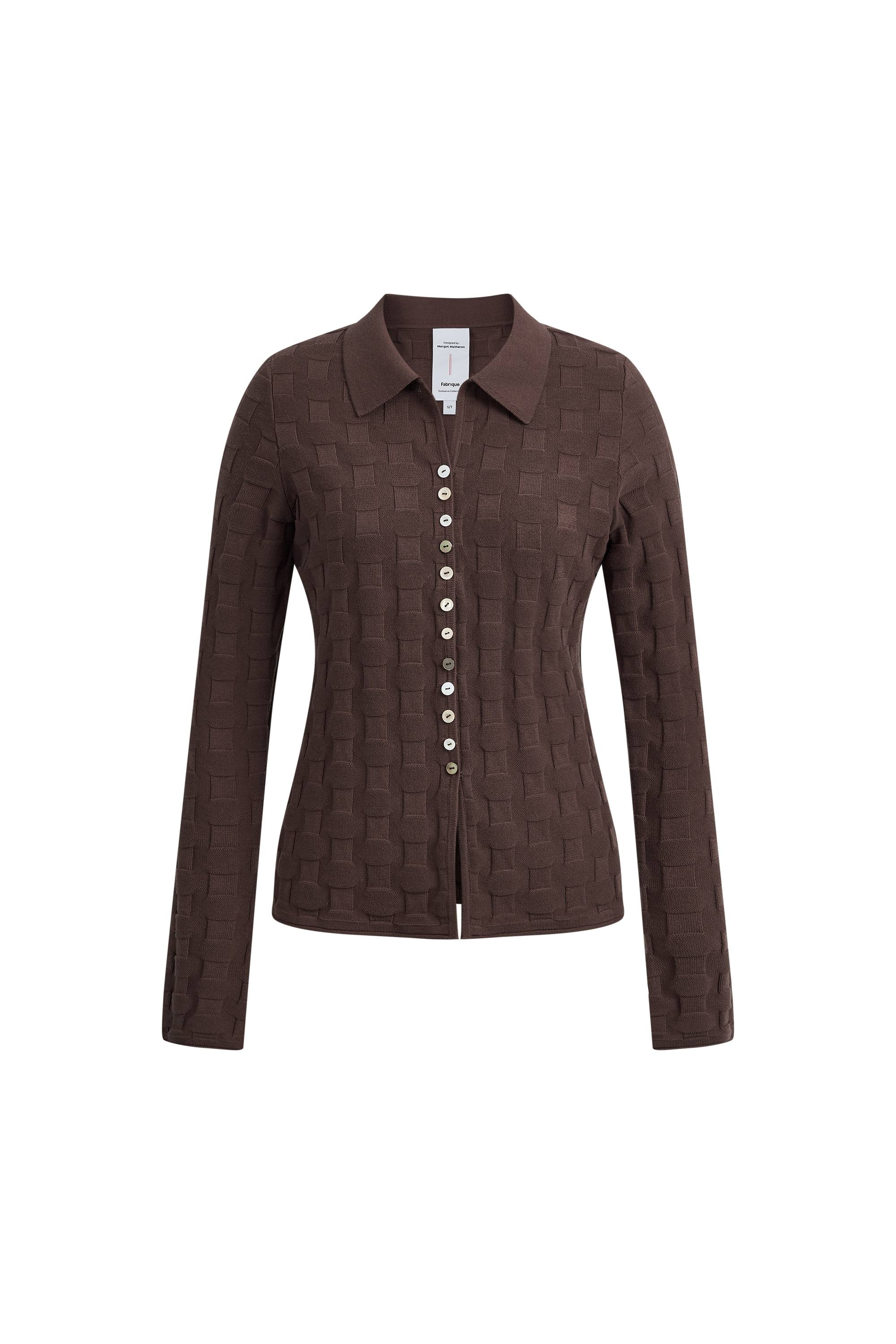 Elowen Plaid Textured Cardigan in Cotton Blend Knit - Image 6