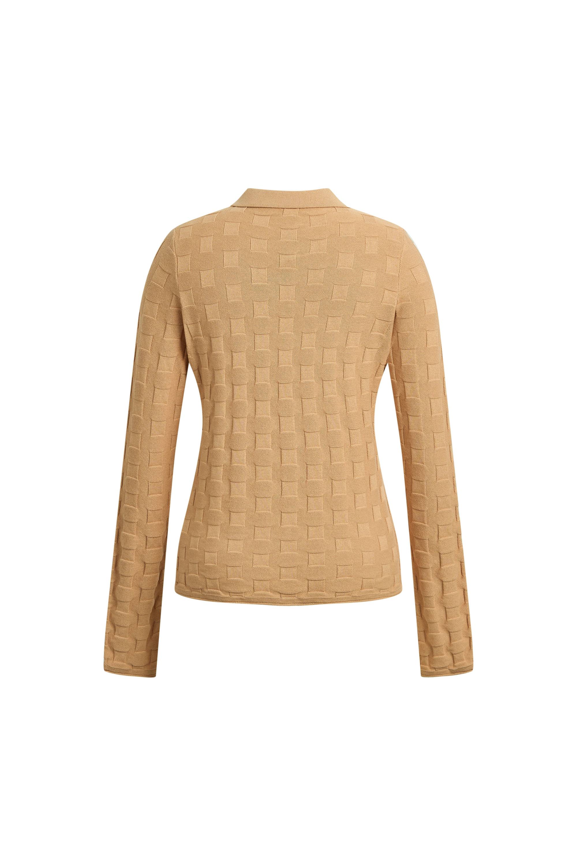 Elowen Plaid Textured Knit Cardigan in Cotton Blend Knit - Image 7