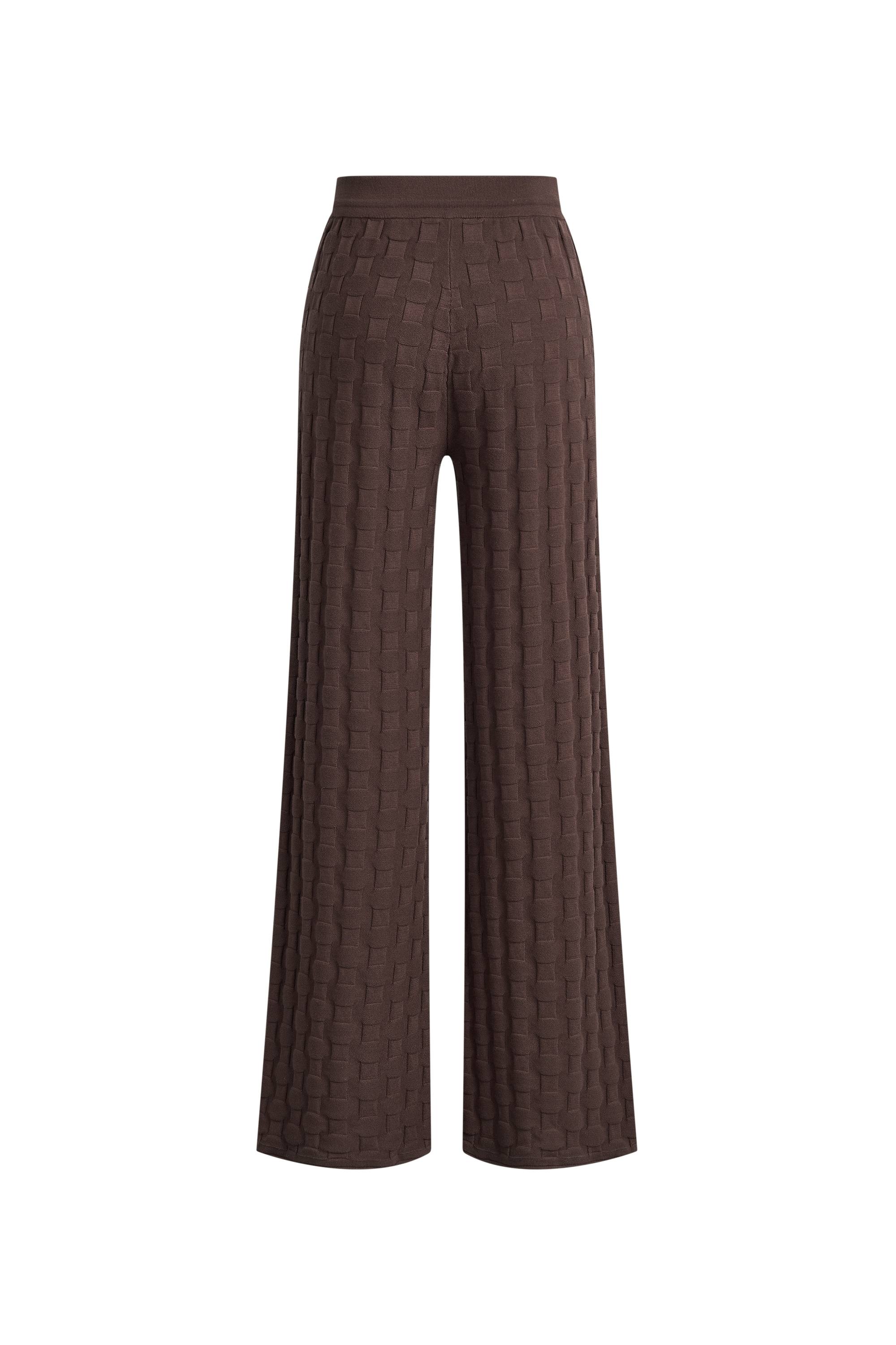 Elowen Plaid Textured Knit Pants in Cotton Blend Knit - Image 7