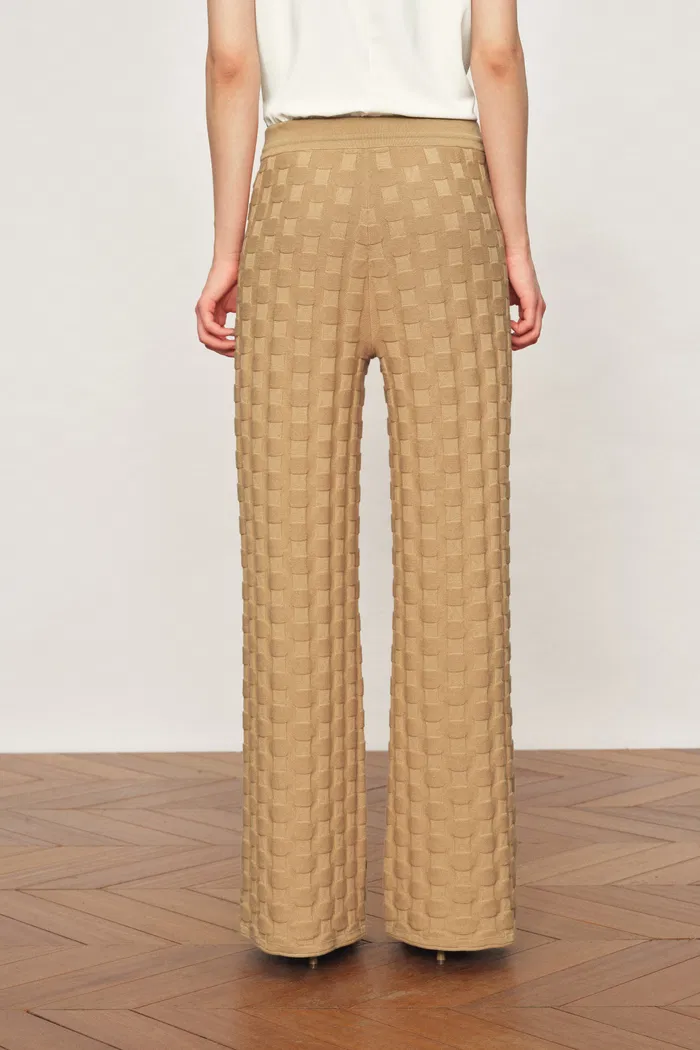 Elowen Textured Wide Leg Pants in Cotton Blend Knit - Image 4