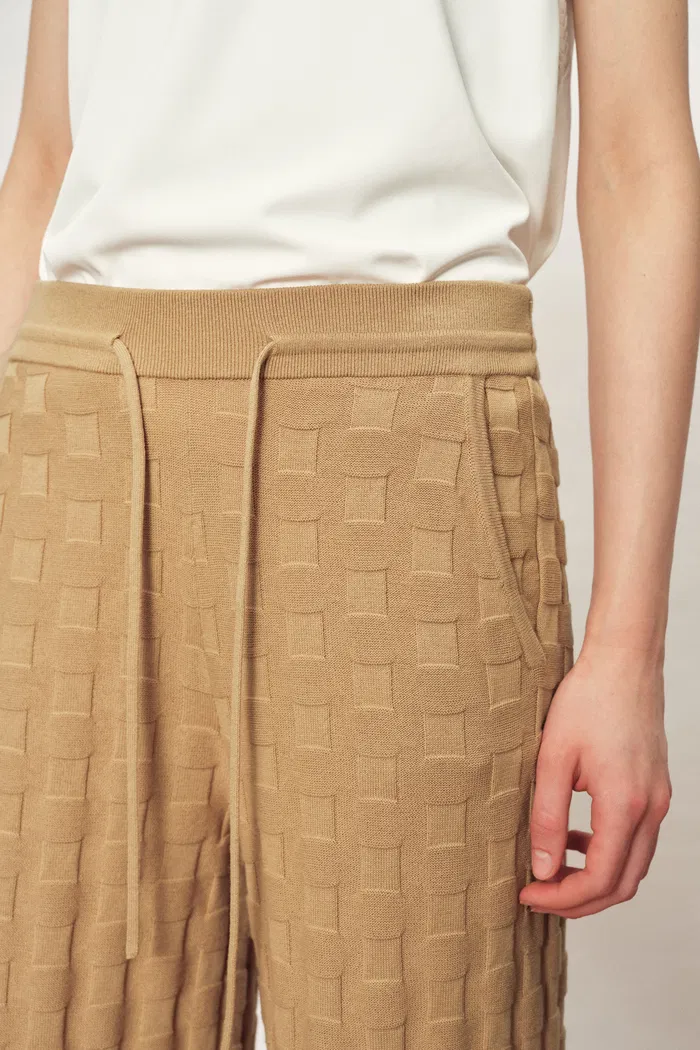Elowen Textured Wide Leg Pants in Cotton Blend Knit - Image 5