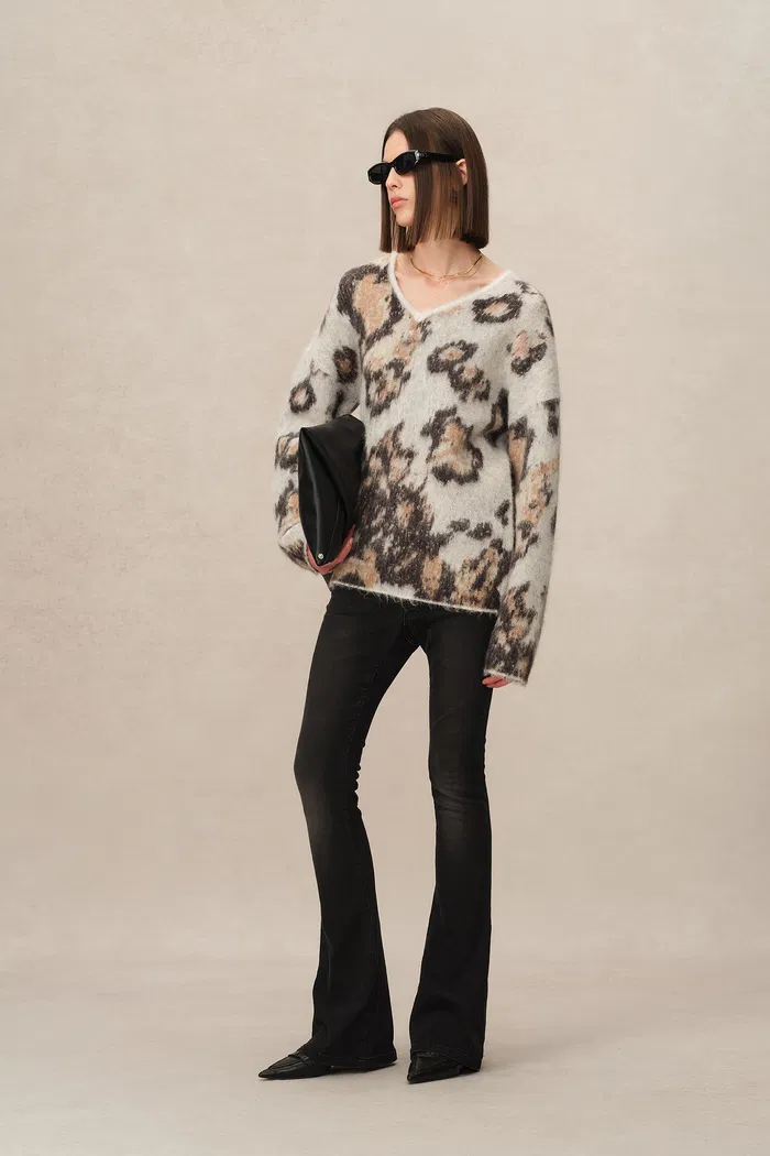 Elsie Leopard Print Sweater in Baby Alpaca Blend Knit - Image 3