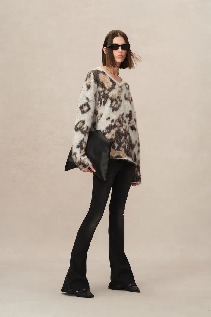 Elsie Leopard Print Sweater in Baby Alpaca Blend Knit - Image 4