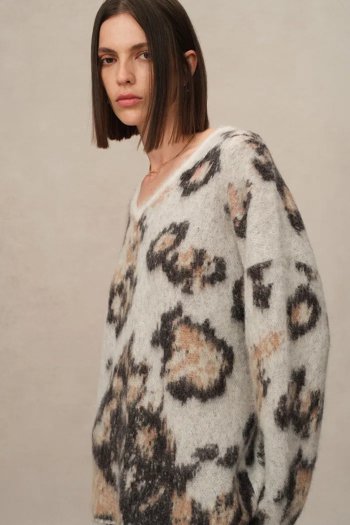 Elsie Leopard Print Sweater in Baby Alpaca Blend Knit - Image 5