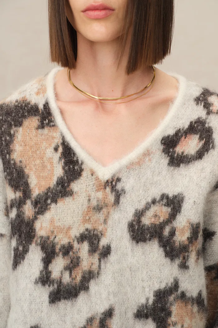 Elsie Leopard Print Sweater in Baby Alpaca Blend Knit - Image 7