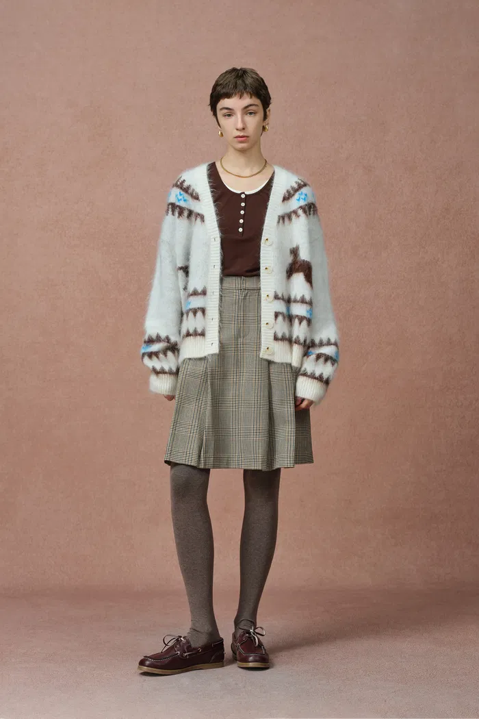 Elva Christmas Pony Knit Cardigan in Merino Mohair Multi-Yarn Knit - Image 6