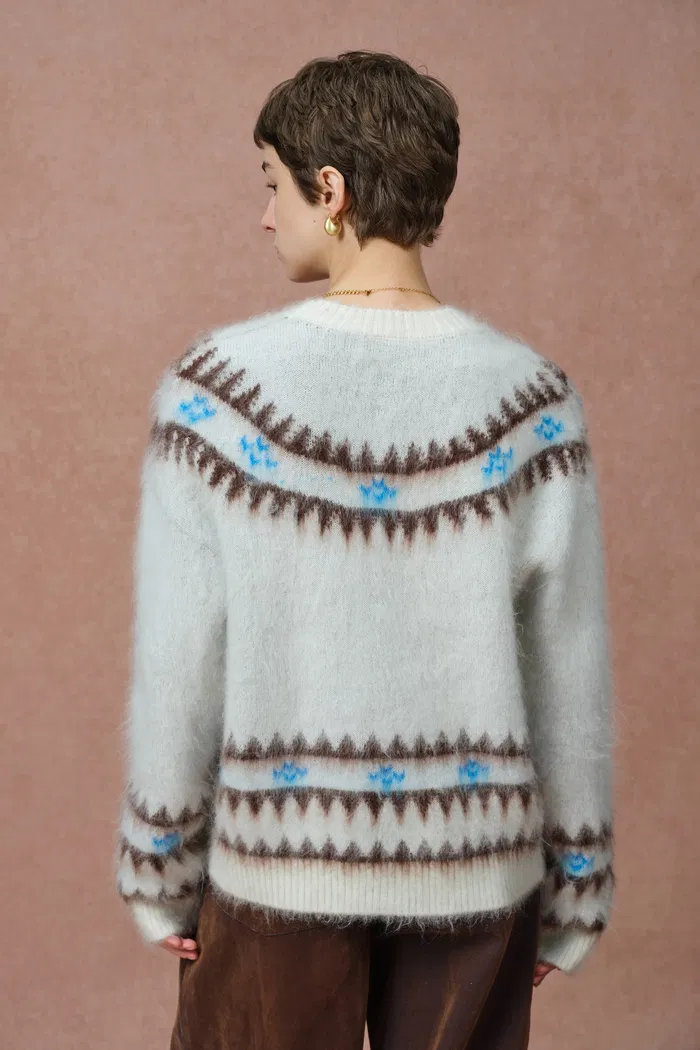 Elva Christmas Pony Knit Cardigan in Merino Mohair Multi-Yarn Knit - Image 7