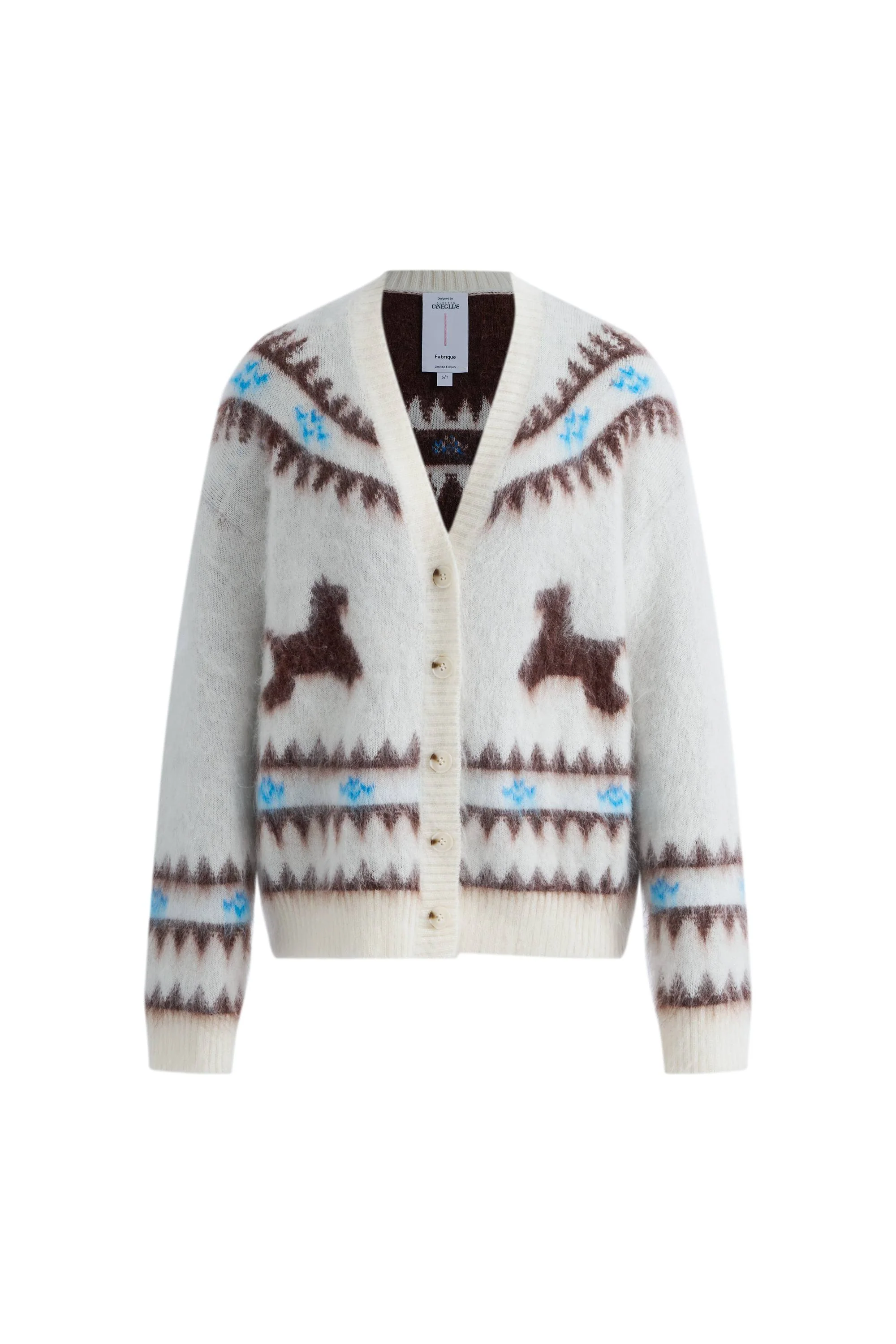 Elva Christmas Pony Knit Cardigan in Merino Mohair Multi-Yarn Knit - Image 8