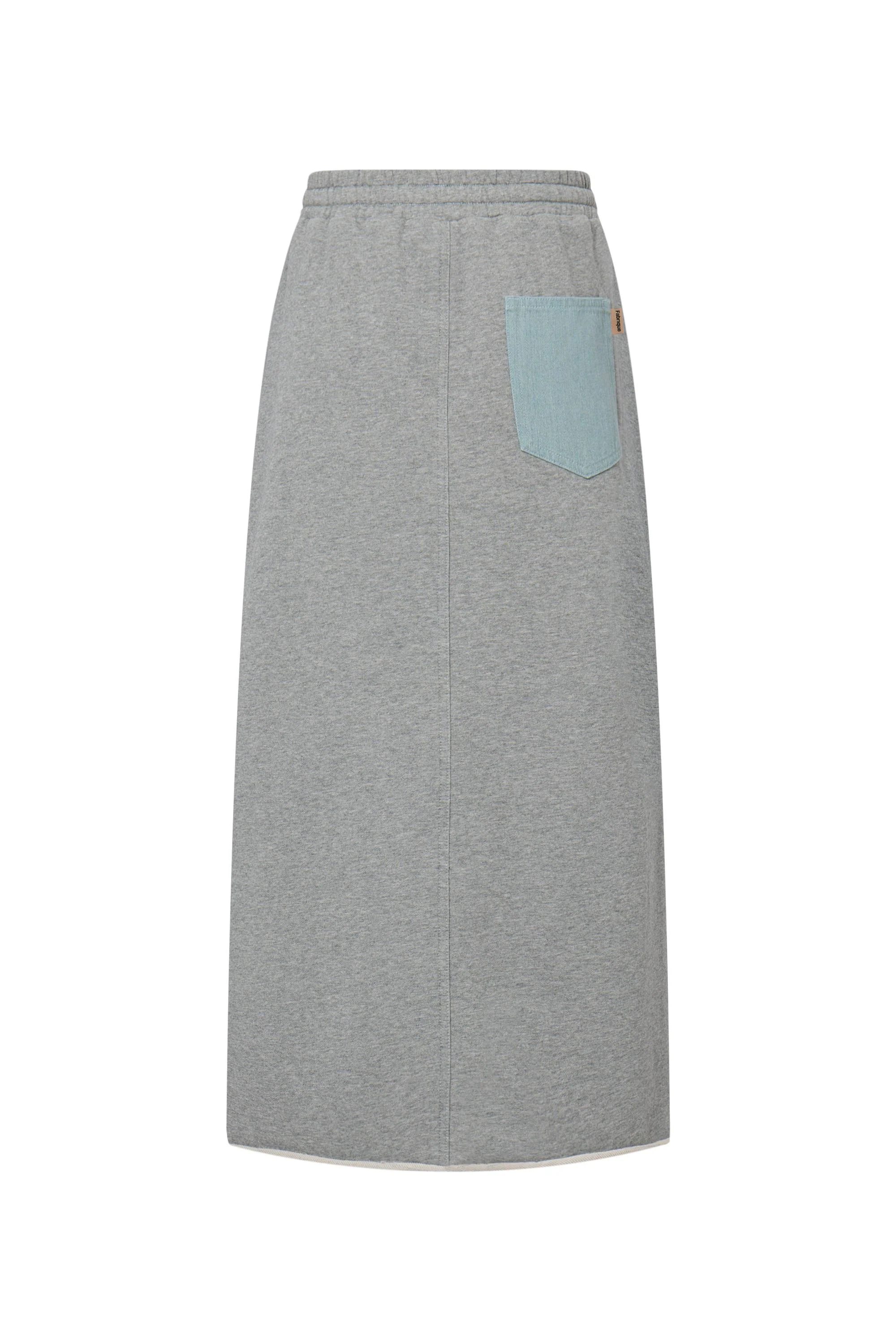 Elvin Patchwork Midi Skirt in Cotton Denim - Image 12