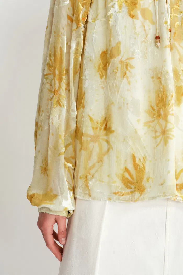 Emery Semi Sheer Sleeve Blouse in Burnout Silk Georgette - Image 8