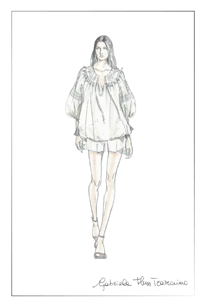 Emily Embroidered Collar Top and Shorts Matching Set in Silk Cotton Blend - Image 10