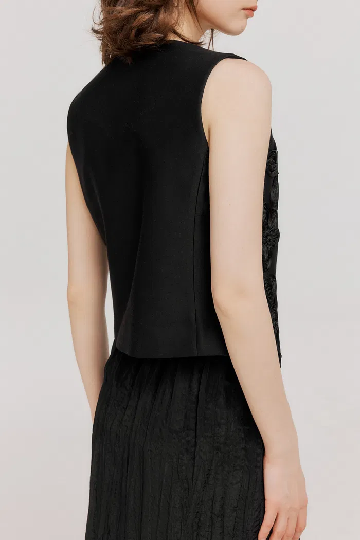 Engrave Silk-Wool Blend Embroidered Vest - Image 6