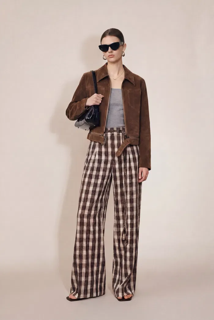Erica Faux Suede Jacket in Flocked Fabric