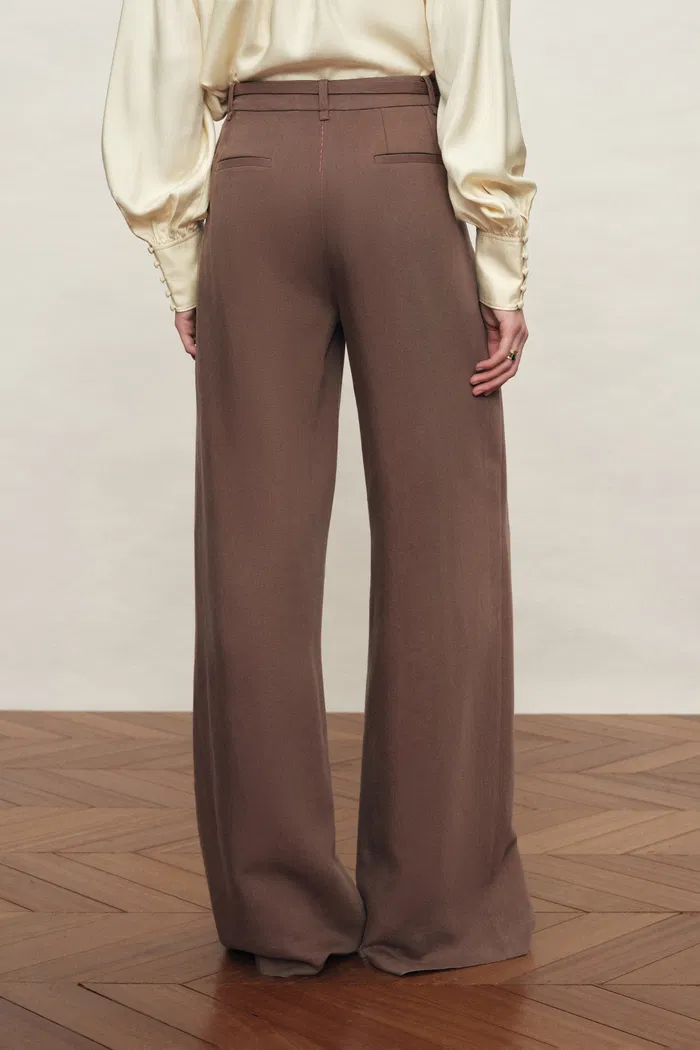 Erica Thin Belt Wide Leg Trousers in Tencel Linen Blend - Image 4