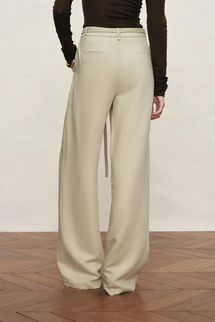 Erica Thin Waist Wide Leg Relaxed Pants in Tencel Linen Blend - Image 3