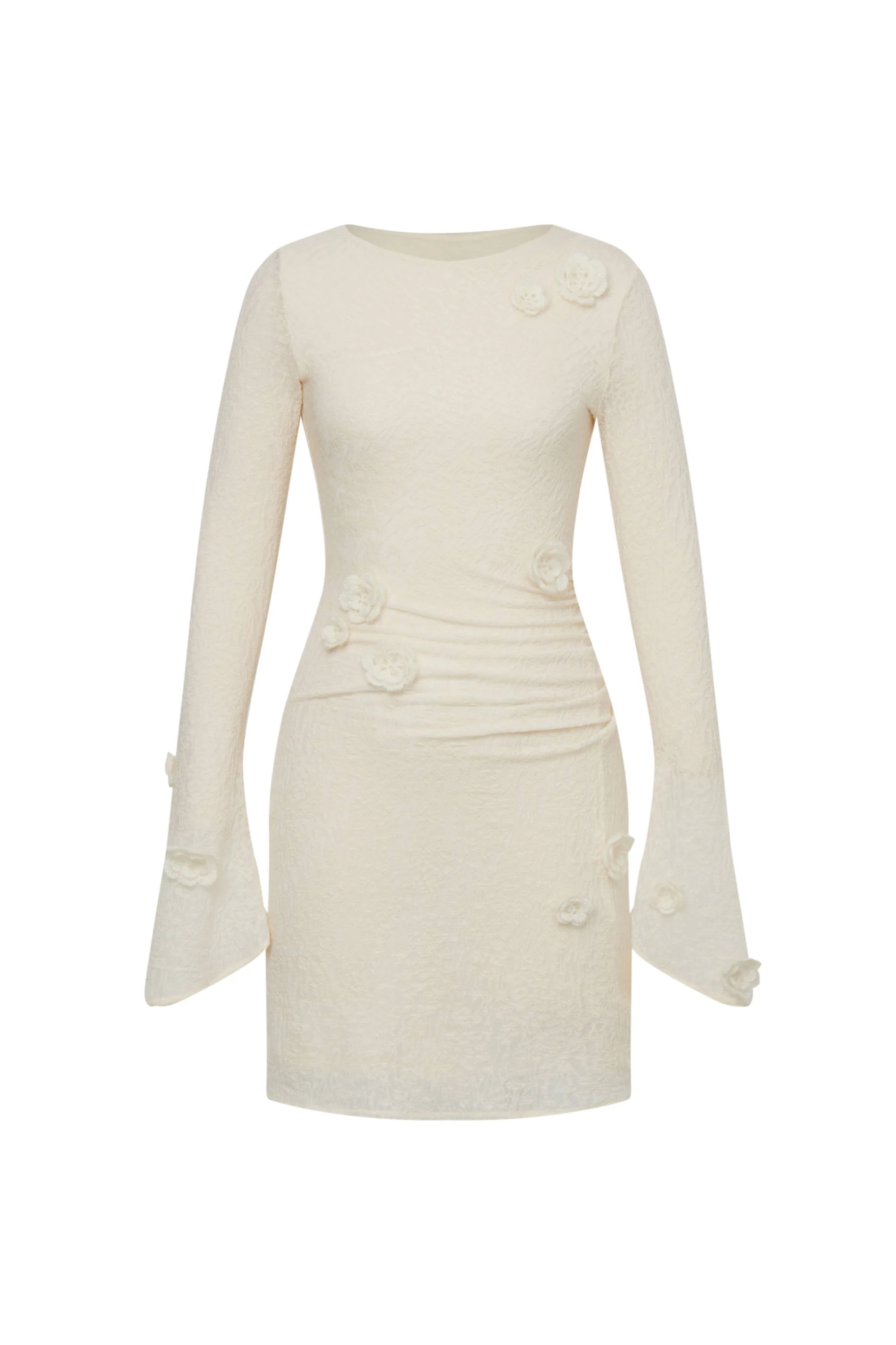 Esme Hand Crocheted Long Sleeved Short Dress in Merino Wool Blend - Image 11