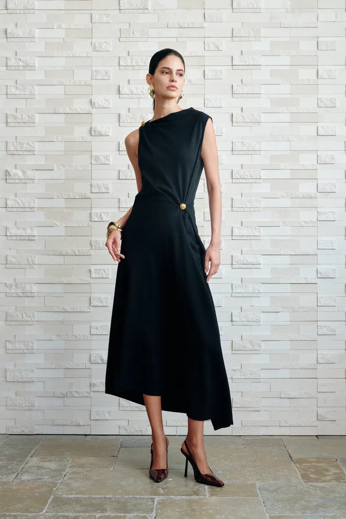 Eunice Pleated Dress in Wool Blend - Image 3