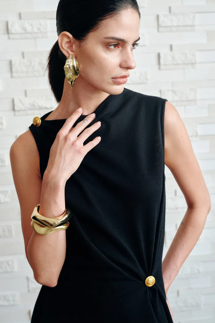 Eunice Pleated Dress in Wool Blend - Image 5