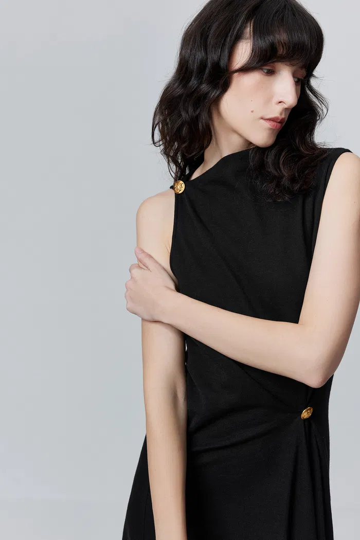 Eunice Pleated Dress in Wool Blend - Image 7