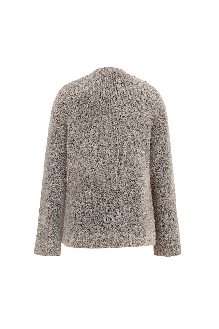 Eva Asymmetric Metallic Sweater in Lurex Blend Knit - Image 11