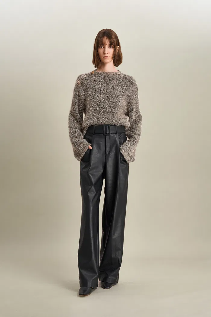 Eva Asymmetric Metallic Sweater in Lurex Blend Knit - Image 5