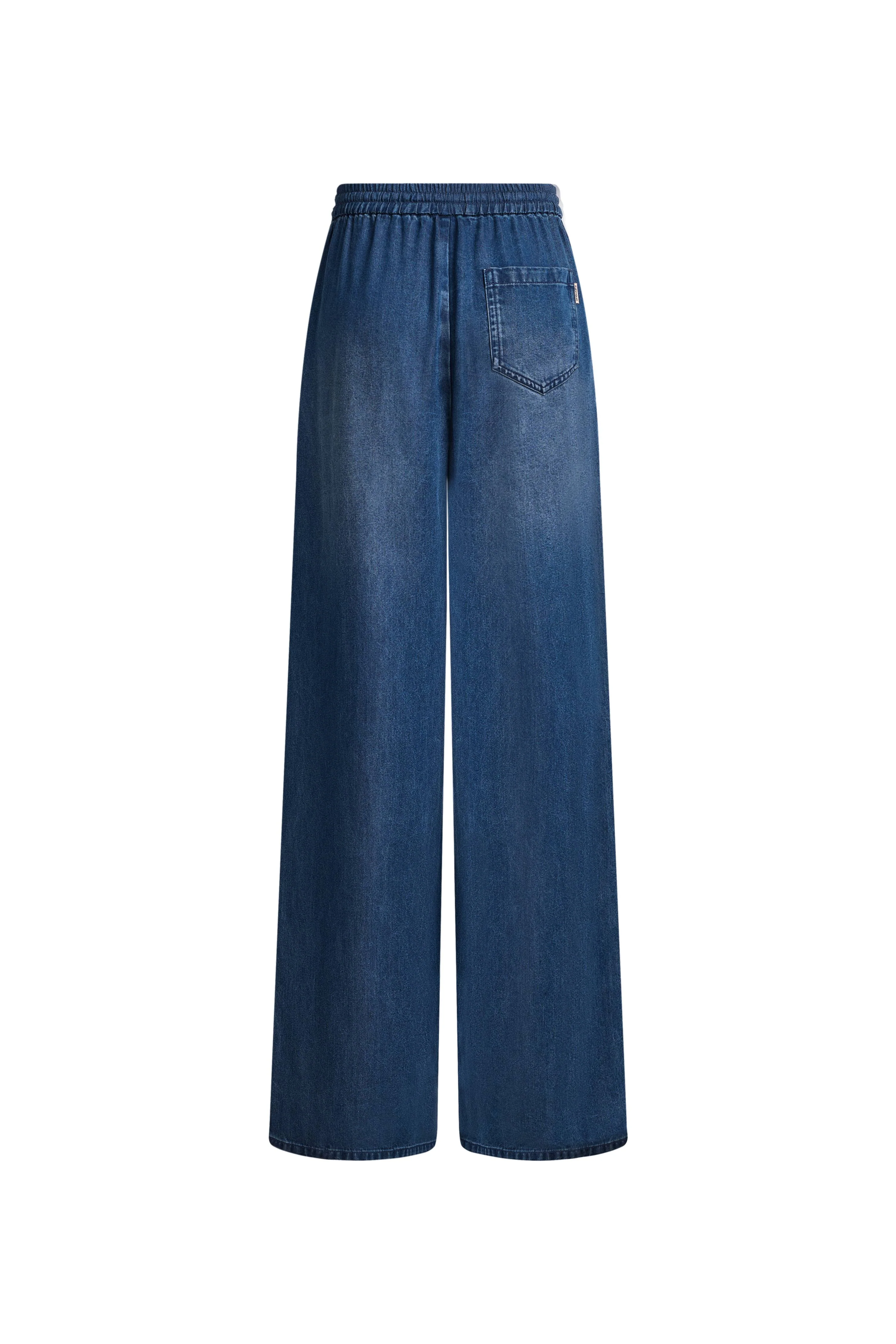 Eva Draped Drawstring Wide Leg Jeans in Lyocell Acetate Denim - Image 7