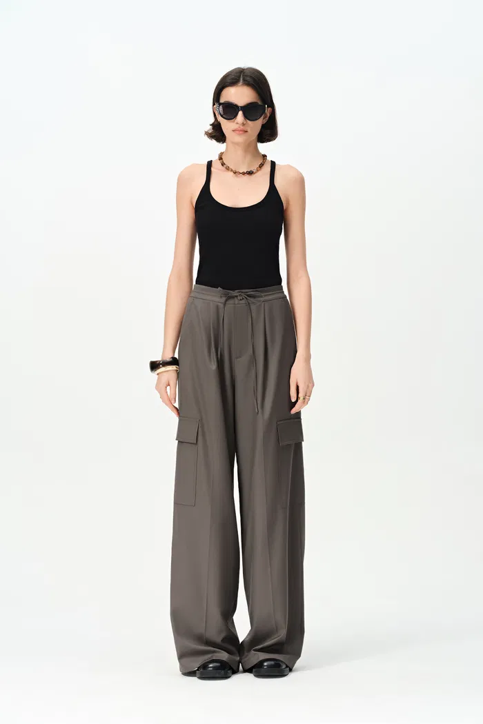 Eva Drawstring Pants in Fine Wool Blend - Image 3