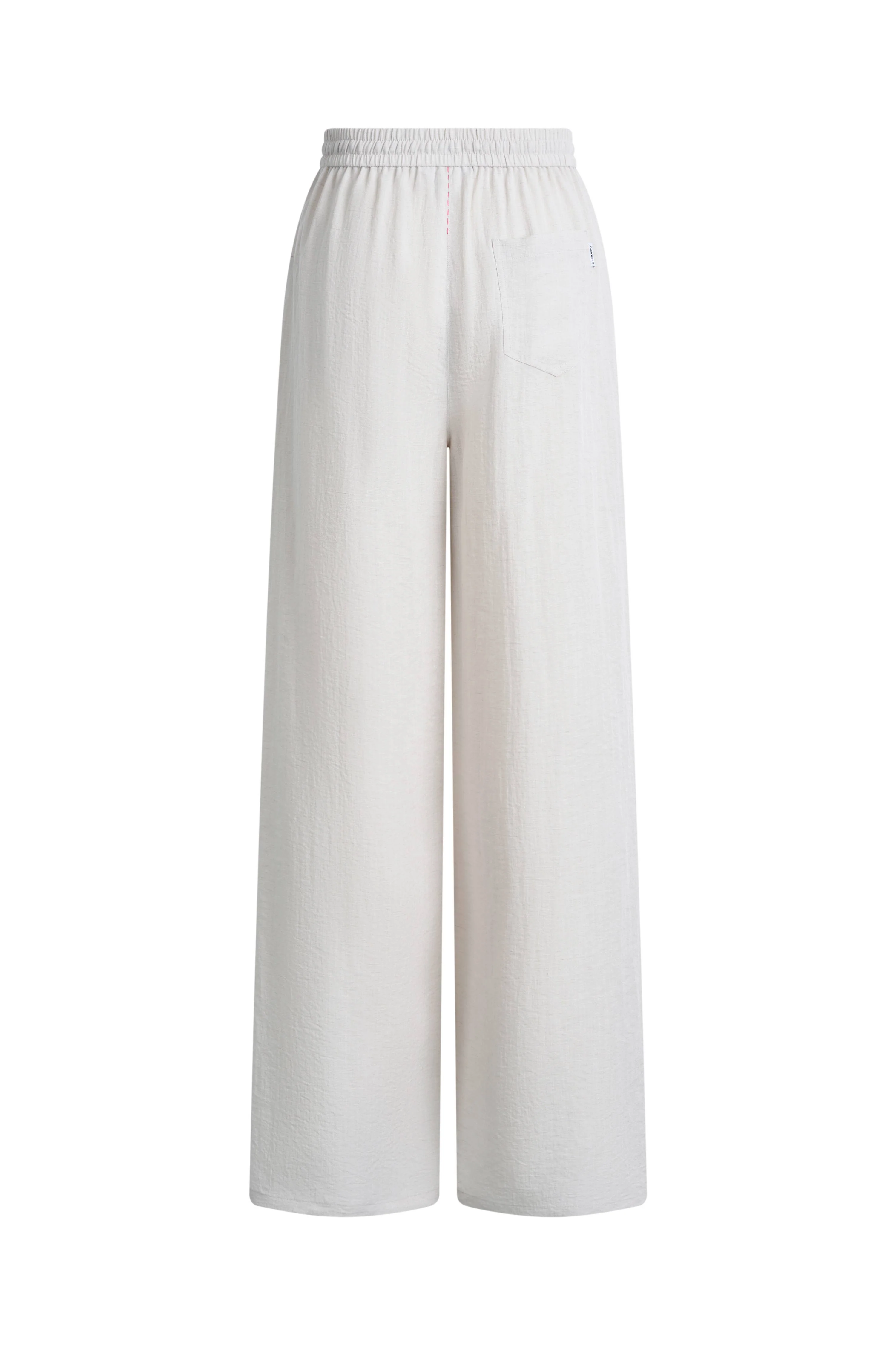 Eva Ivory Ruched Drawstring Wide Leg Casual Pants in Lightweight Linen Blend - Image 7