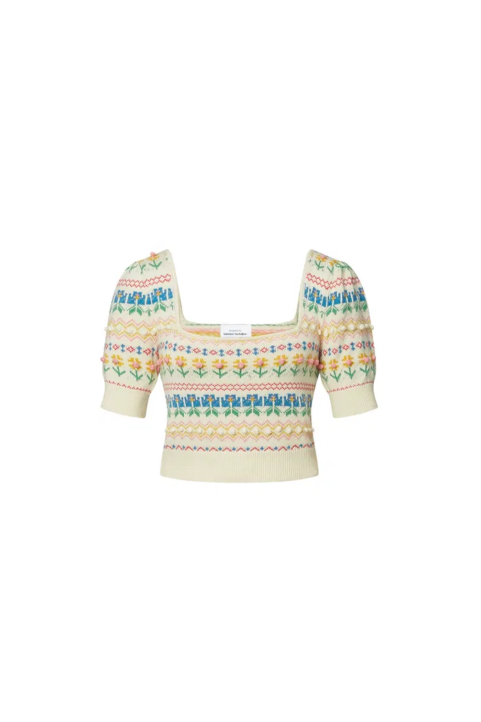 Eva Jacquard Pullover in Cotton Knit - Image 10