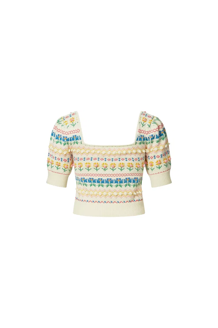 Eva Jacquard Pullover in Cotton Knit - Image 11