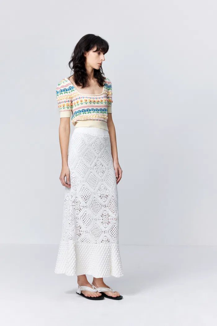 Eva Jacquard Pullover in Cotton Knit - Image 3