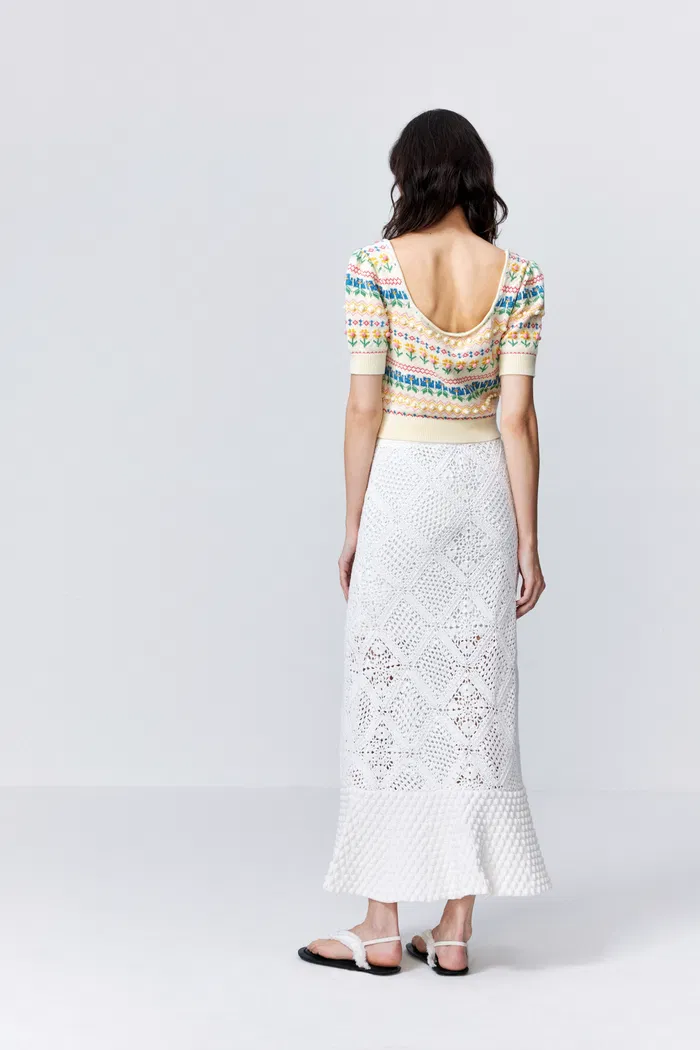 Eva Jacquard Pullover in Cotton Knit - Image 4