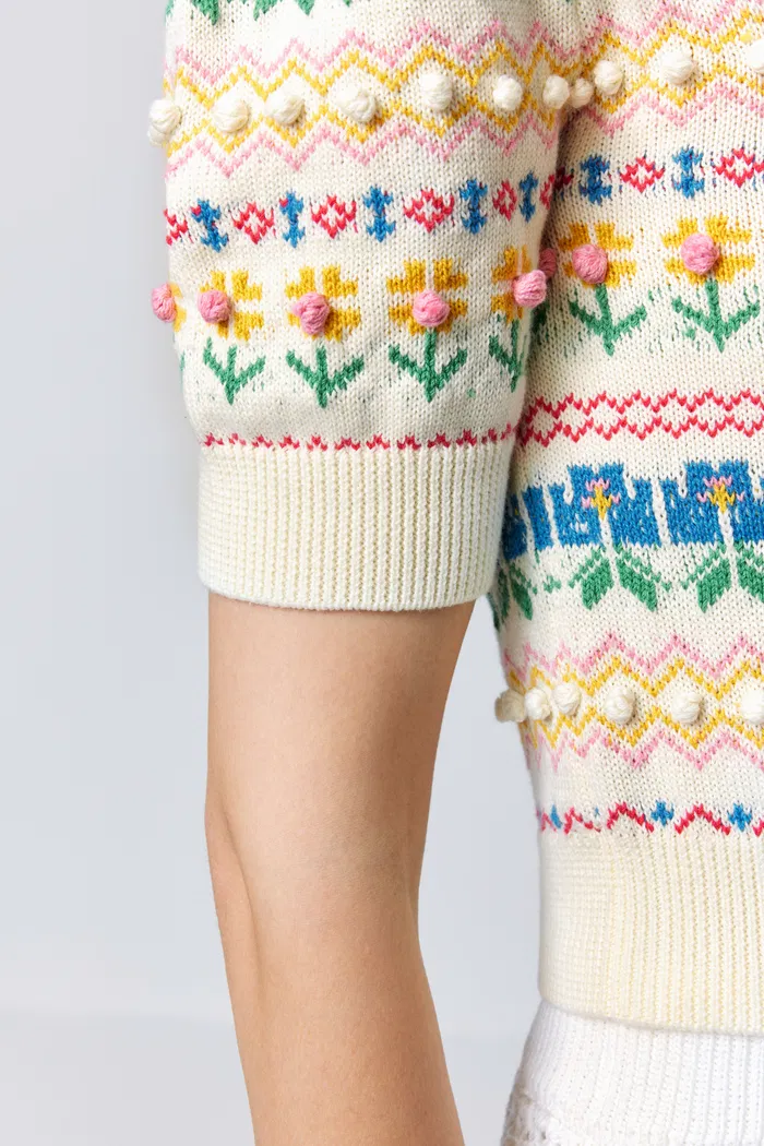 Eva Jacquard Pullover in Cotton Knit - Image 6