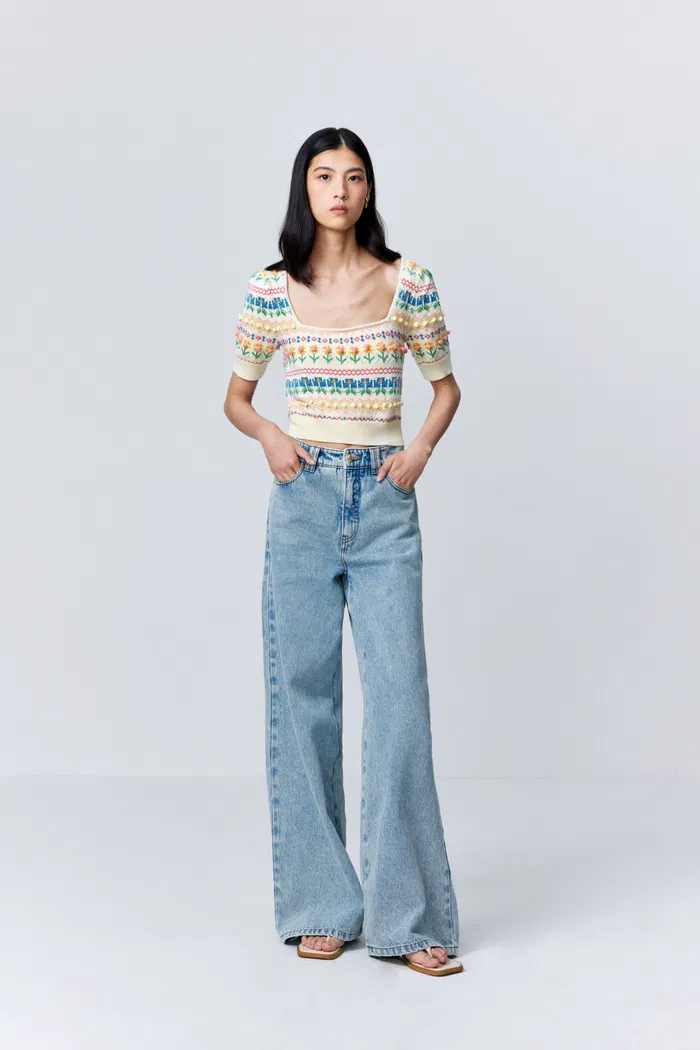 Eva Jacquard Pullover in Cotton Knit - Image 7
