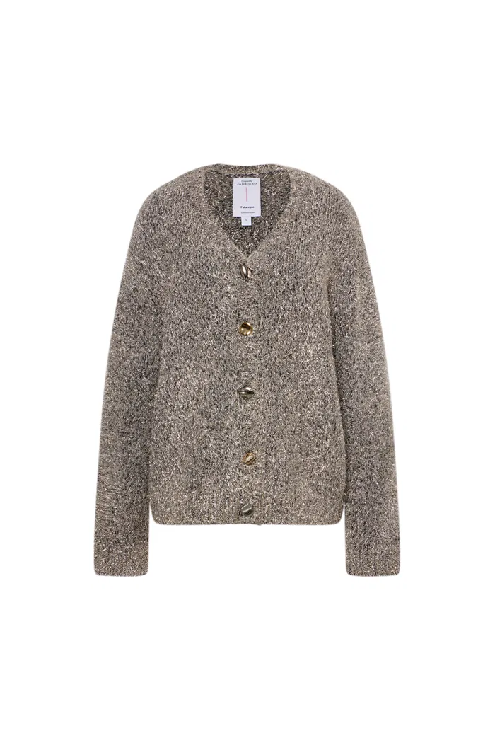 Eva Metallic Thread Cardigan in Wool-Cashmere Blend Knit - Image 10