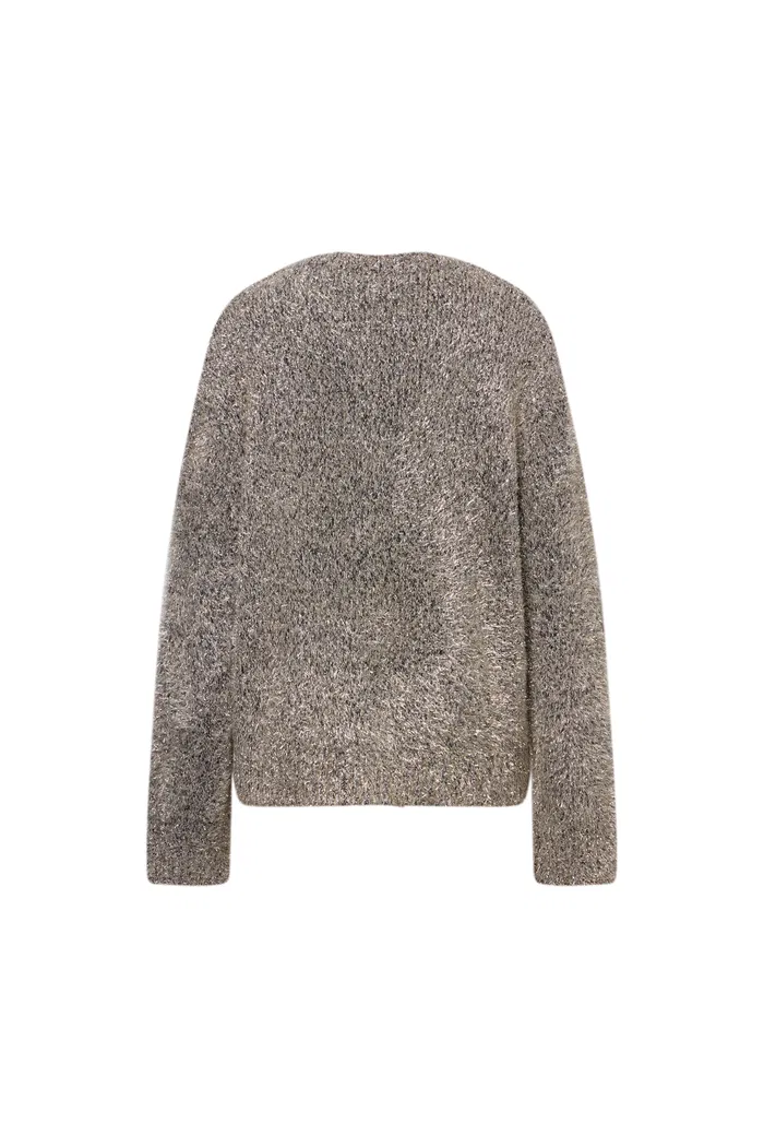 Eva Metallic Thread Cardigan in Wool-Cashmere Blend Knit - Image 11