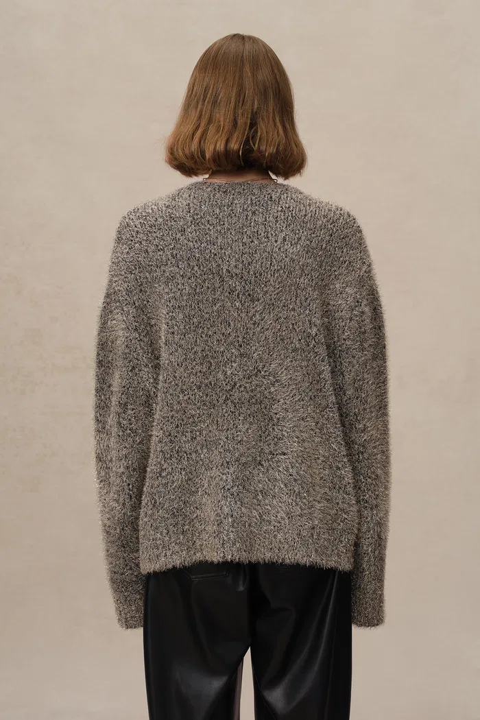 Eva Metallic Thread Cardigan in Wool-Cashmere Blend Knit - Image 8