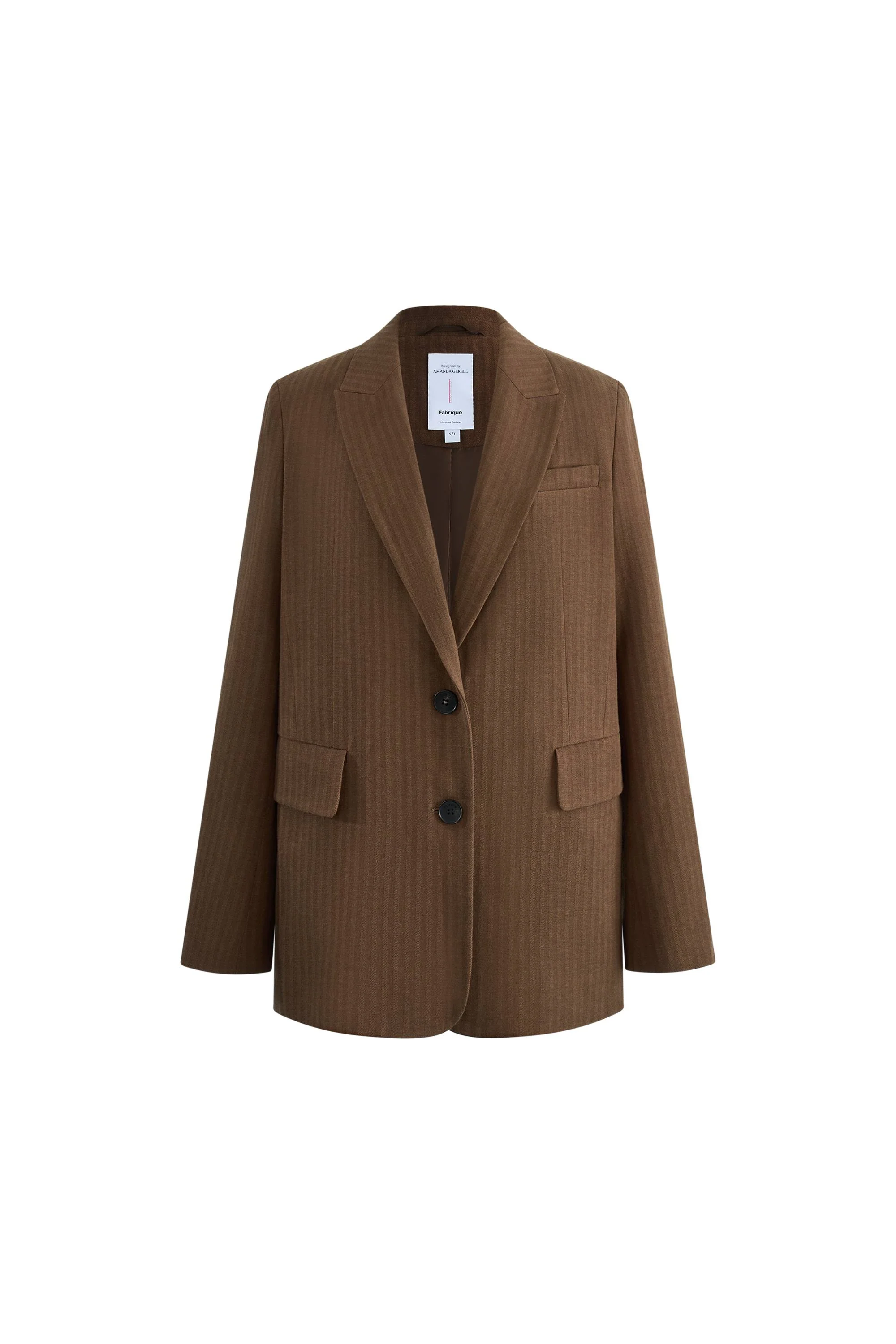 Fanny Striped Herringbone Button Suit Blazer in Cotton - Image 10