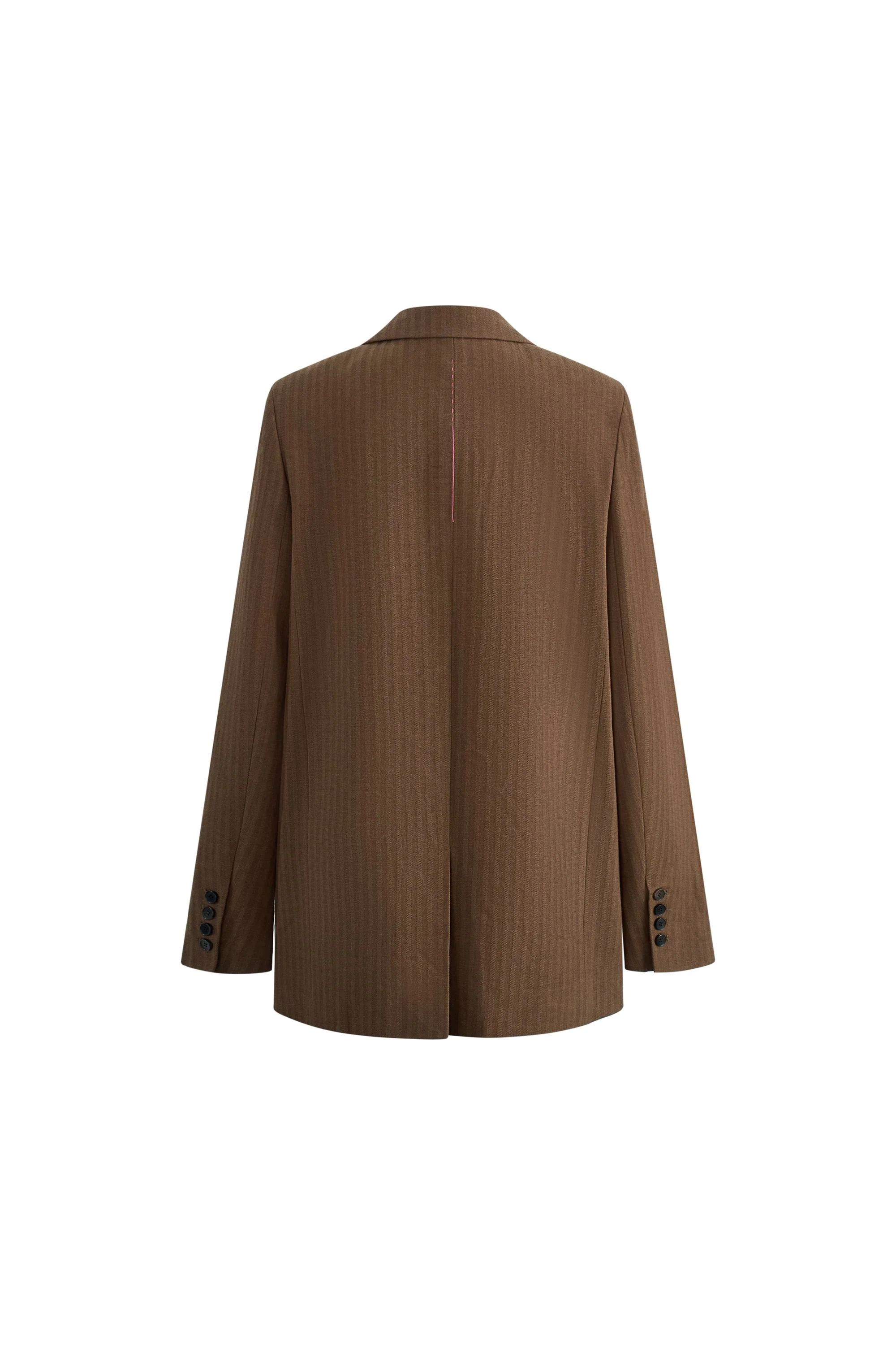 Fanny Striped Herringbone Button Suit Blazer in Cotton - Image 11